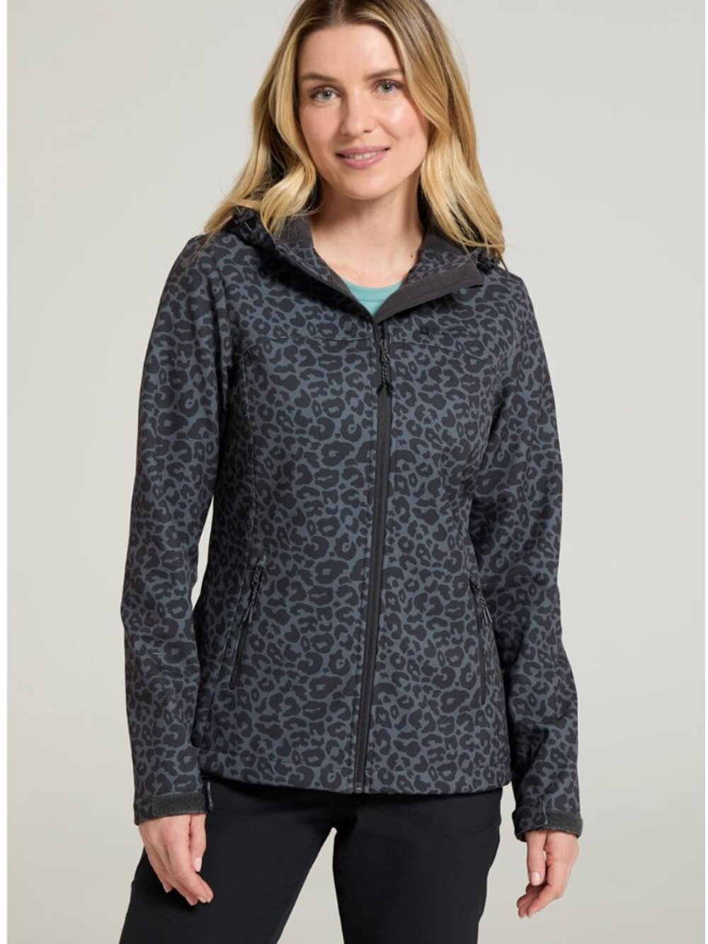 Mountain Warehouse Printed Softshell Water Resistant Jacket- Charcoal size 8